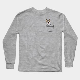 Blue Merle Corgi in My Pocket Long Sleeve T-Shirt